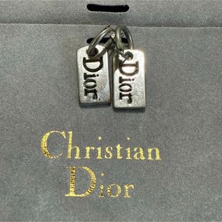 クリスチャンディオール(Christian Dior)のChristian Dior  Diorロゴプレートピアス　シルバーカラー　美品(ピアス)