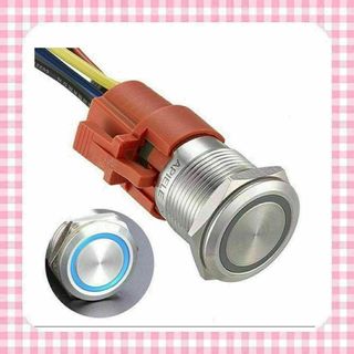 ラッチング 押しボタンスイッチ 12V DC オン オフ テンレス鋼LED(パーツ)