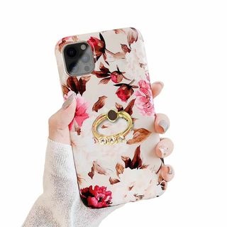 MuZiF iPhone 13 Pro 用 ケース リング付き かわいい 花柄 (その他)