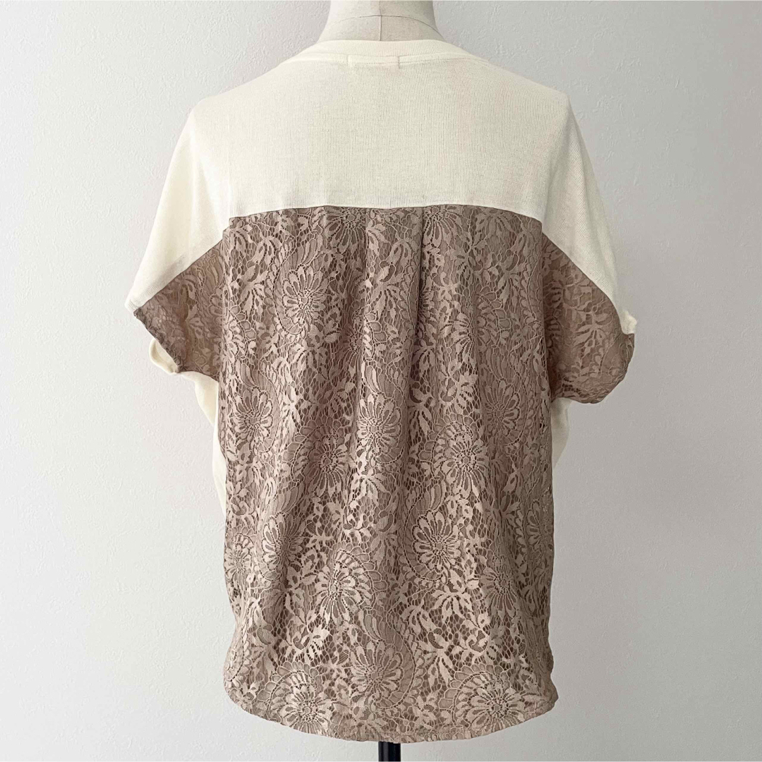 axes femme(アクシーズファム)の試着のみ　アクシーズ  レース切り替え　ドルマントップス レディースのトップス(カットソー(半袖/袖なし))の商品写真