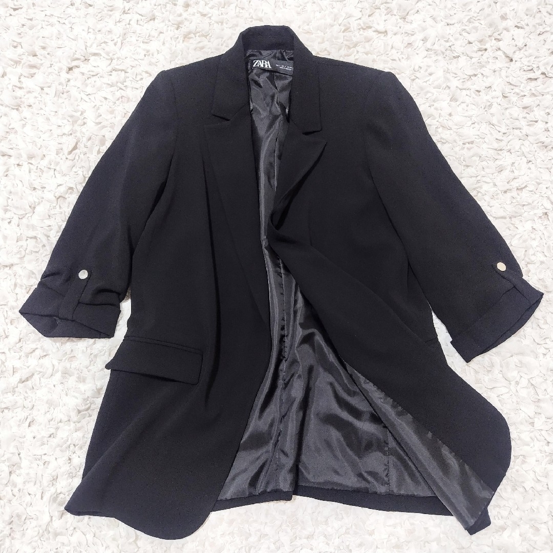 ZARA - 【美品】ZARA ロールアップ スリーブ ブレザー ブラック