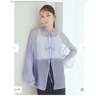 アースミュージックアンドエコロジー(earth music & ecology)のシアー リボン シャツ earth music&ecology(シャツ/ブラウス(長袖/七分))