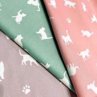 No.3193 猫柄☆ハギレセット☆厚め綿生地(生地/糸)