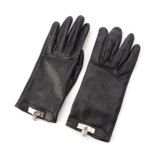 エルメス(HERMES)のエルメス ラムスキン レザー ケリー SV金具 手袋 グローブ ブラック 7【中古】(手袋)