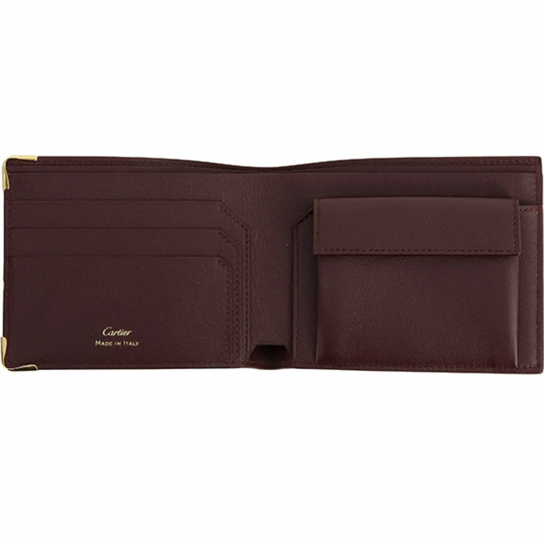 Cartier(カルティエ)のカルティエ 二つ折り財布 小銭入れあり マスト ドゥ カルティエ 財布 カーフレザー バーガンディ CCロゴ Cartier 新品 8501 メンズのファッション小物(折り財布)の商品写真