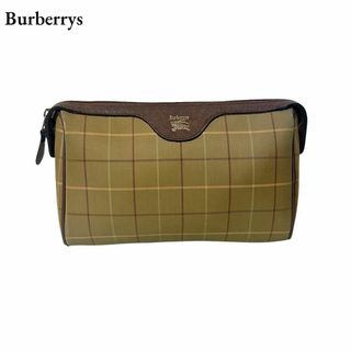 バーバリー(BURBERRY)のバーバリーズ チェック柄 セカンドバッグ クラッチバッグ キャンバス ブラウン(セカンドバッグ/クラッチバッグ)