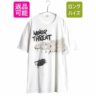 マイナースレット ヒツジ イラスト プリント Tシャツ メンズ XXL 程/ 古着 バンド ロック ハードコア パンク アニマル アート 大きいサイズ(Tシャツ/カットソー(半袖/袖なし))