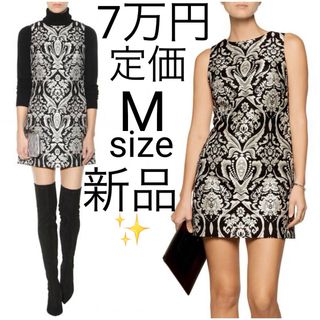 アリスアンドオリビア(Alice+Olivia)の新品 alice+olivia ダマスク柄 ジャカード織ワンピース ドレスM(ひざ丈ワンピース)