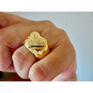 仁尾彫金『k18ゴールド、ギャラクシーハート甲丸リング』ハンドメイド402b(リング(指輪))