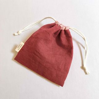ハンドメイド／ 巾着袋　リネン　K-6(ポーチ)