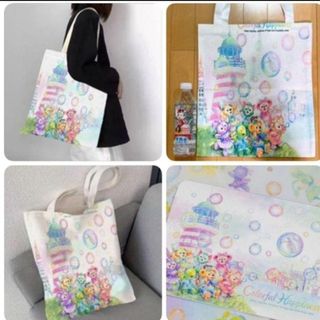 ダッフィーカラフルハピネス♡お買い物バッグ　大きなトートバッグ　エコバッグ(トートバッグ)