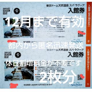 【2枚分】東京ドームシティ スパラクーア 入館券 12月10日まで 割増料金不要(その他)
