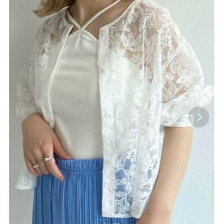 w closet - 【新品タグ付】wcloset チュール刺繍2WAYブラウス　オフホワイト