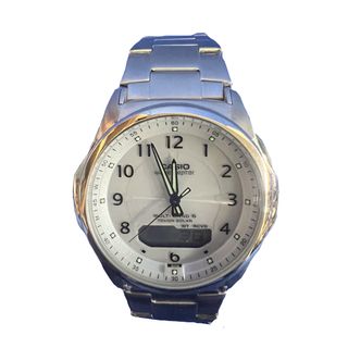 カシオ(CASIO)のCASIO　ウェーブセプター　WVA-M630　ホワイト文字盤　腕時計　r765(腕時計(アナログ))
