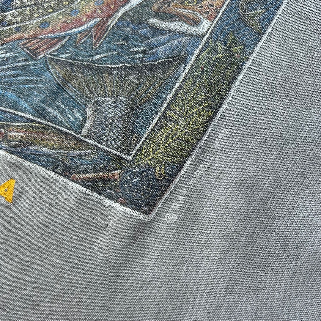 Hanes(ヘインズ)の90s Hanes レイトロール アートtシャツ USA製 墨黒 XL メンズのトップス(Tシャツ/カットソー(半袖/袖なし))の商品写真