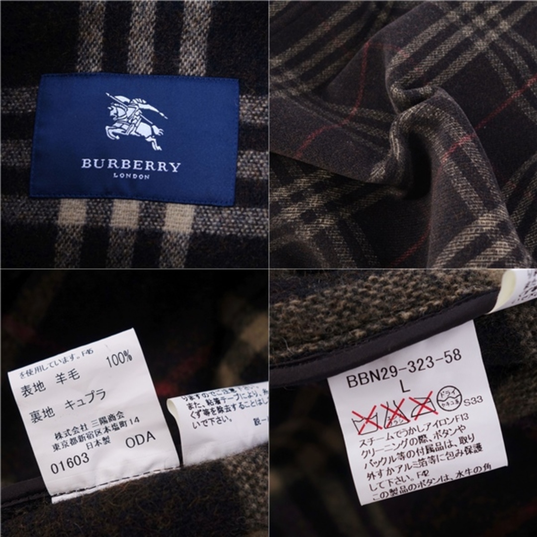 バーバリーロンドン　ダッフルコート　ヘリンボーン　水牛トグル　ダークネイビー　Ｍ BURBERRY - 極美品 バーバリー ロンドン BURBERRY LONDON コート