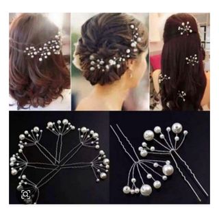 パールアクセサリー　パールヘアピン　パールかんざし  髪飾り　結婚式ウエディング(ヘアピン)