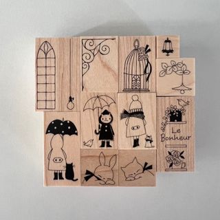 ハンコ 12点セット donna&banbina 国内作家スタンプ (印鑑/スタンプ/朱肉)