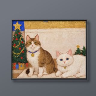 絵画 | イラストポスター 139 ☆ 【かわいい猫たちがクリスマスを迎える】(絵画/タペストリー)