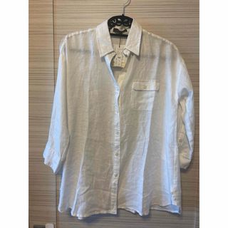 【新品タグ付】m.f.editorial フレンチリネンシャツ　白　レディースL