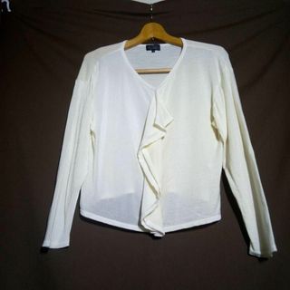 ランバンコレクション(LANVIN COLLECTION)のランバンコレクション【38】レディース 長袖 カットソー フリル付き アイボリー(カットソー(長袖/七分))