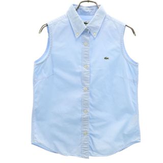 ラコステ(LACOSTE)の古着 LACOSTE ラコステ ノースリーブ ボタンダウンシャツ 40 水色 レディース(シャツ/ブラウス(半袖/袖なし))