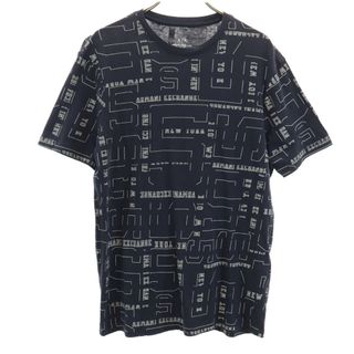 アルマーニエクスチェンジ(ARMANI EXCHANGE)の古着 ARMANI EXCHANGE アルマーニエクスチェンジ 総ロゴ 半袖 Tシャツ S ブラック系 メンズ(Tシャツ/カットソー(半袖/袖なし))