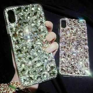 iPhone15 14　豪華 ケース　キラキラ　デコ電　憧れの白金(iPhoneケース)