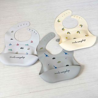 【美品】シリコン/ビブ/食事エプロン/スタイ/3セット(お食事エプロン)