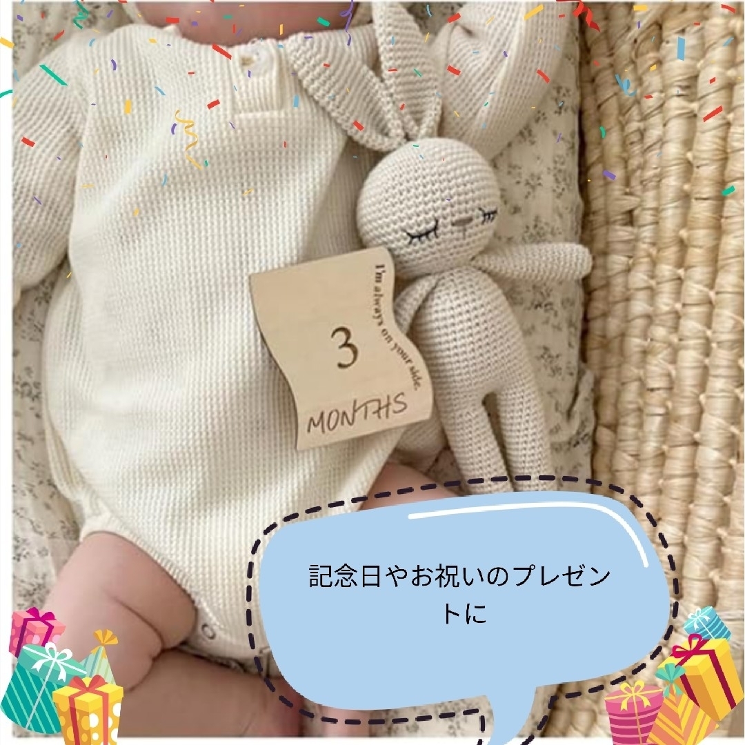 木製バースデーフォト13枚入 マンスリー月齢フォトニューボーンフォト袋付き キッズ/ベビー/マタニティのメモリアル/セレモニー用品(その他)の商品写真
