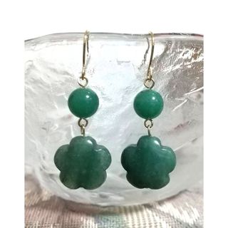 ♥️天然石ピアス♥️No.11★430円★アベンチュリン フラワーカット(ピアス)