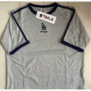 メジャーリーグベースボール(MLB)の新品　140cm MLB ドジャース　パイピング　半袖Tシャツ グレー(Tシャツ/カットソー)