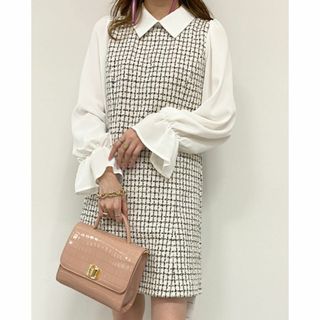 INGNI - 美品　INGNI イング 袖異素材切替ツイード ワンピース 通勤　量産系