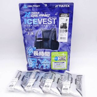 【中古・未使用品】TULTEX アイスベスト メッシュベスト＆保冷剤4個 セット F ブラック AZ-865948-010-F 熱中症対策(その他)