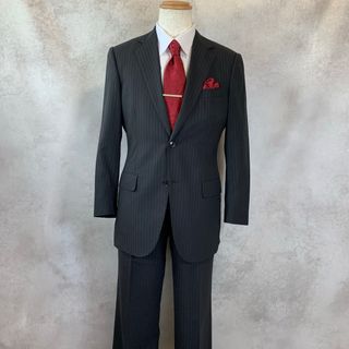 DORMEUIL ダークグレー　ストライプ　スーツセットアップ　背抜き　A5(セットアップ)