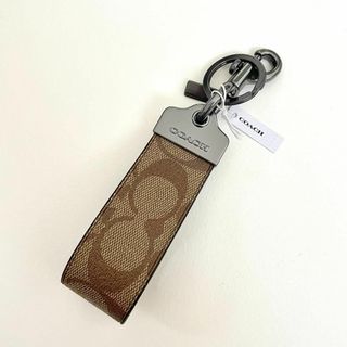 コーチ(COACH)のコーチ キーホルダー シグネチャー キャンバス キーリング ブラウン 茶(キーホルダー)