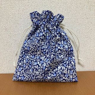 ハンドメイド　リバティ　ラセンビィコットン　巾着袋　マチなし