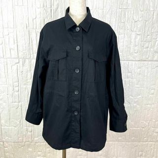 【人気商品】軽やか◎ ユニクロ　麻×綿シャツジャケット✨ ブラック【975】