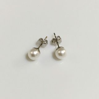 6mm  一粒パールピアス　シルバー(ピアス)