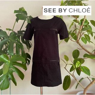 シーバイクロエ(SEE BY CHLOE)のSEE BY CHLOE ブラックレースワンピース MA25(ひざ丈ワンピース)