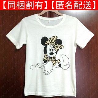 ディズニー(Disney)のミニーマウス 半袖 Tシャツ 白 ホワイト ヒョウ柄 ディズニー ミニーちゃん(Tシャツ(半袖/袖なし))