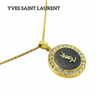 Yves Saint Laurent - 【美品】イヴサンローラン ネックレス YSL ラインストーン ブラック ゴールド
