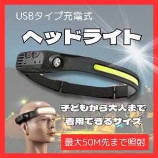 ヘッドライト LED ランプ USB 充電式 小型軽量 高輝度 広範囲　om59