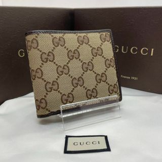 グッチ(GUCCI)の【極美品】グッチ 二つ折り財布 コンパクト財布 小銭入れ付き キャンバス GG(財布)