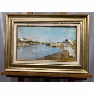 絵　複製画　ベルトモリゾ　ロリアンの港　額装箱付(絵画/タペストリー)