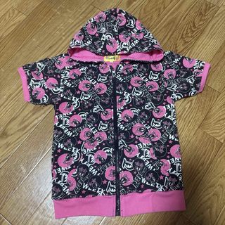 子供服 女の子 パーカー 半袖 ピンク ブラック トゥイーティー 130 中古(ジャケット/上着)