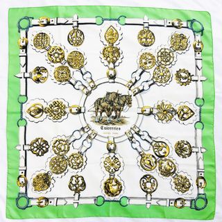 エルメス(HERMES)のHERMES エルメス カレ90 銅細工 Cuiveeries グリーン系(バンダナ/スカーフ)