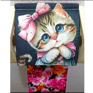 トイレ ペーパーホルダー カバー 雑貨 日用品 収納 動物 猫 花 薔薇 ペット(その他)