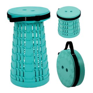 【新品】折りたたみ椅子 伸縮 ポータブルチェア 耐荷重250kg 水色(折り畳みイス)