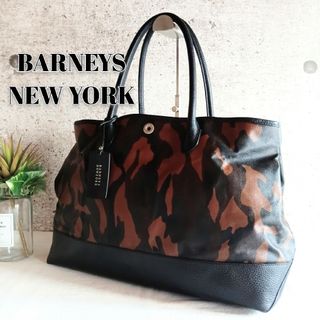 バーニーズニューヨーク(BARNEYS NEW YORK)の良品 バーニーズニューヨーク レザー カモ トートバッグ 鞄 レディース メンズ(トートバッグ)